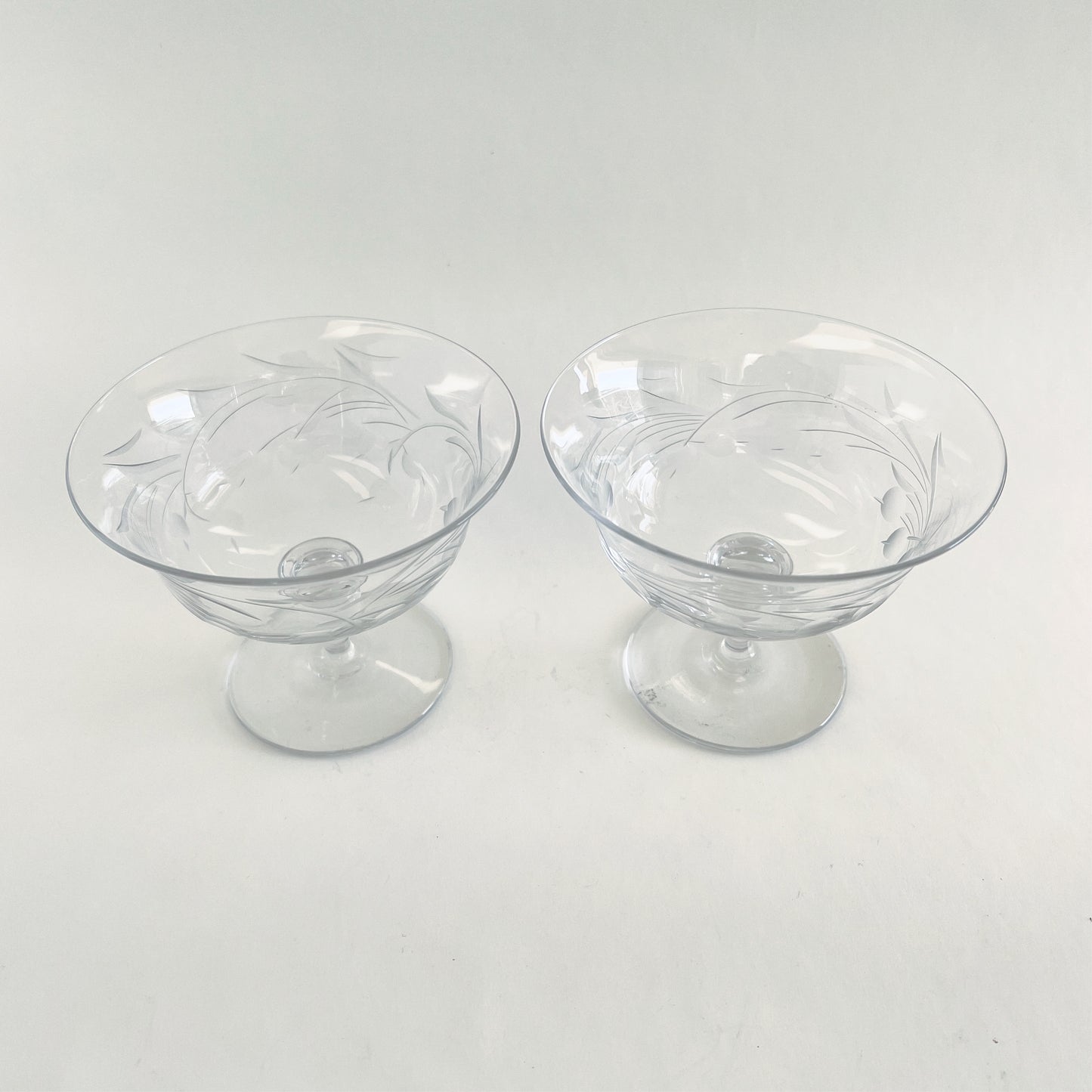 English vintage etched glass dish, sold individually