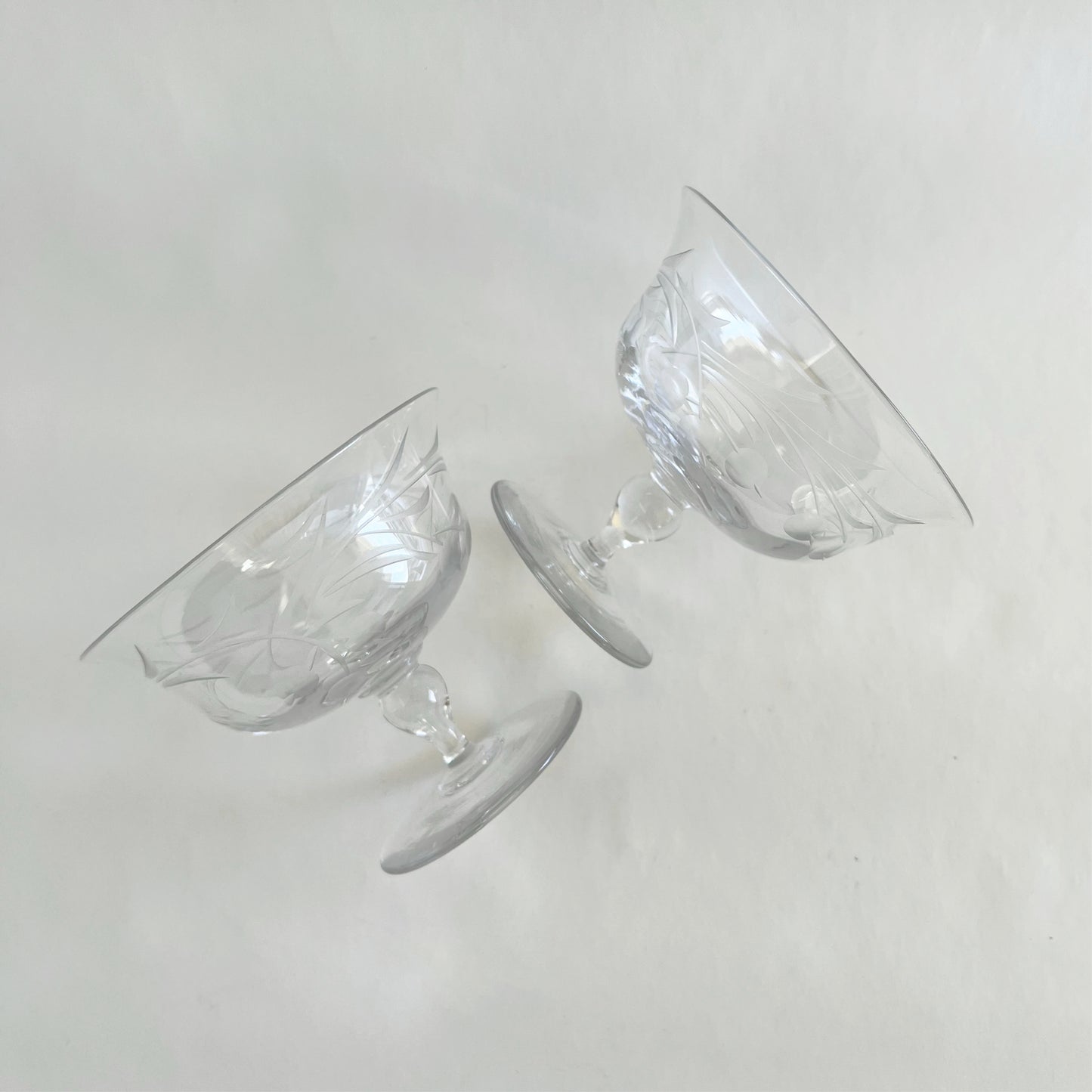 English vintage etched glass dish, sold individually