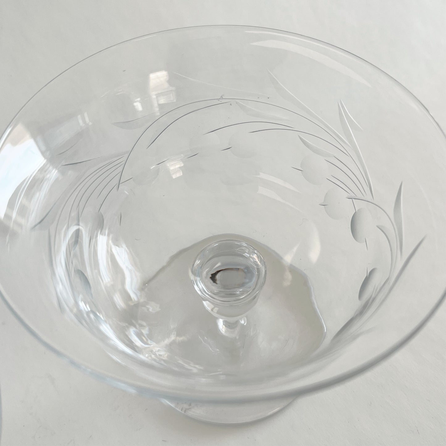 English vintage etched glass dish, sold individually