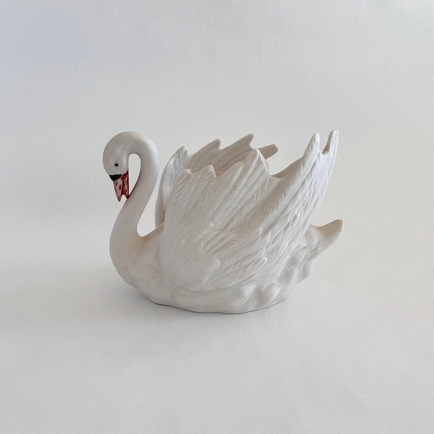 English Vintage Bisque China Swan Vase