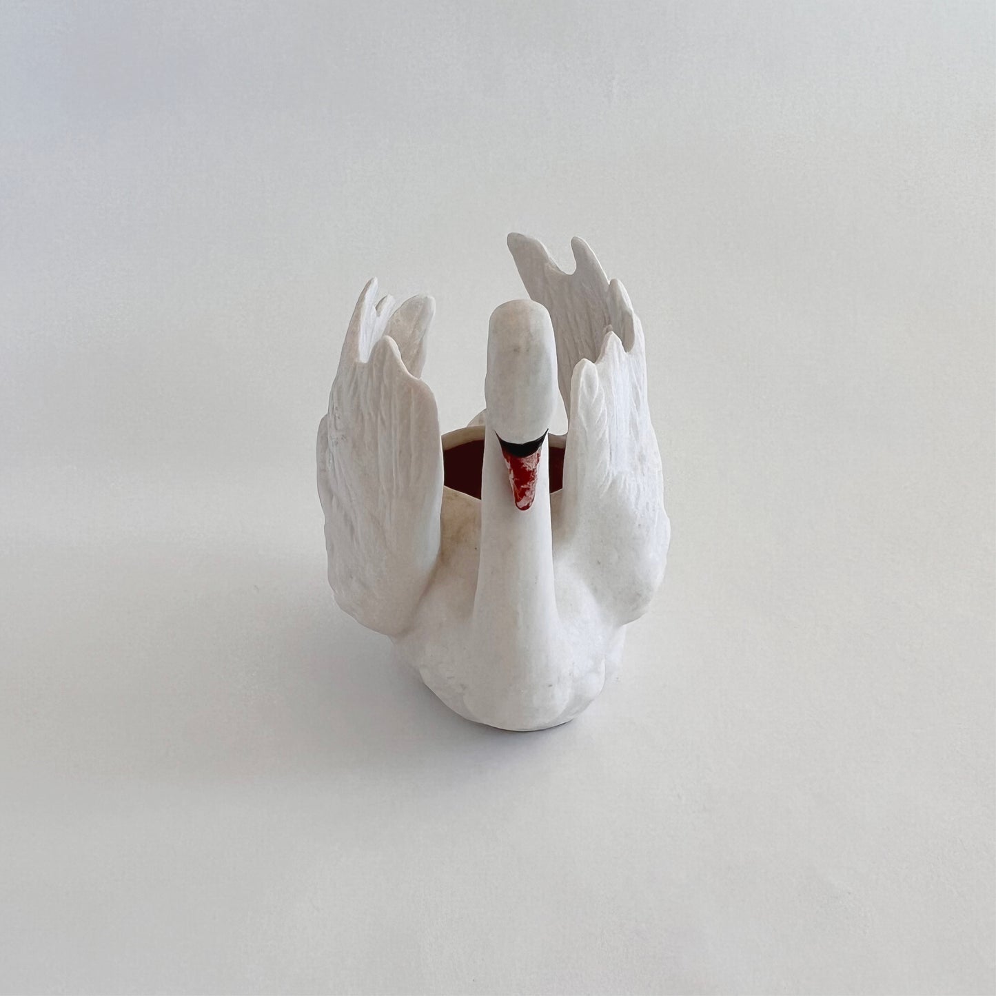 English Vintage Bisque China Swan Vase