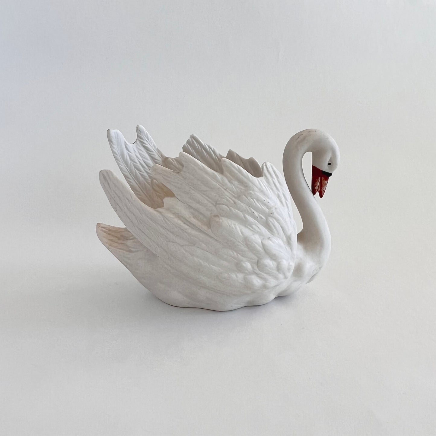 English Vintage Bisque China Swan Vase