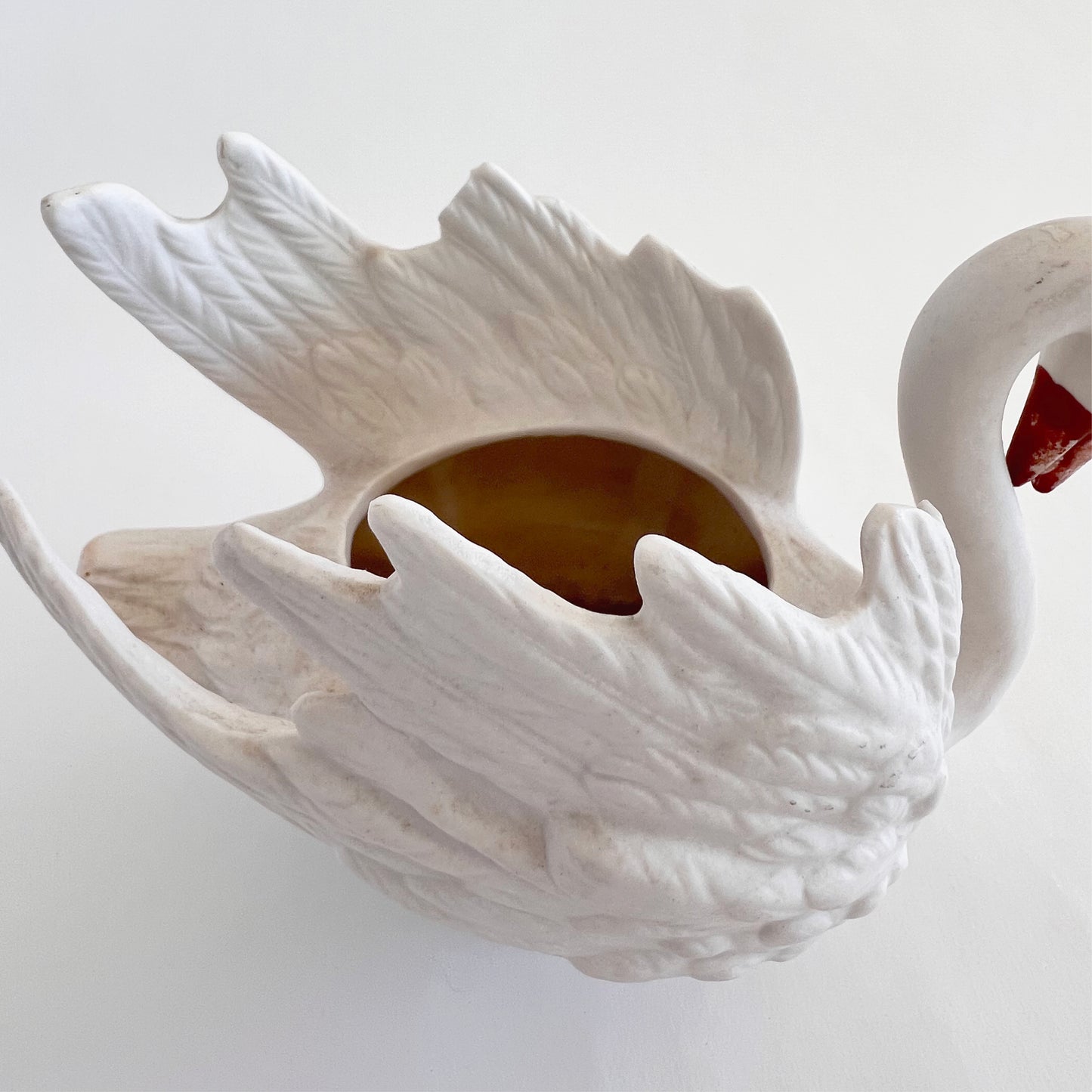 English Vintage Bisque China Swan Vase