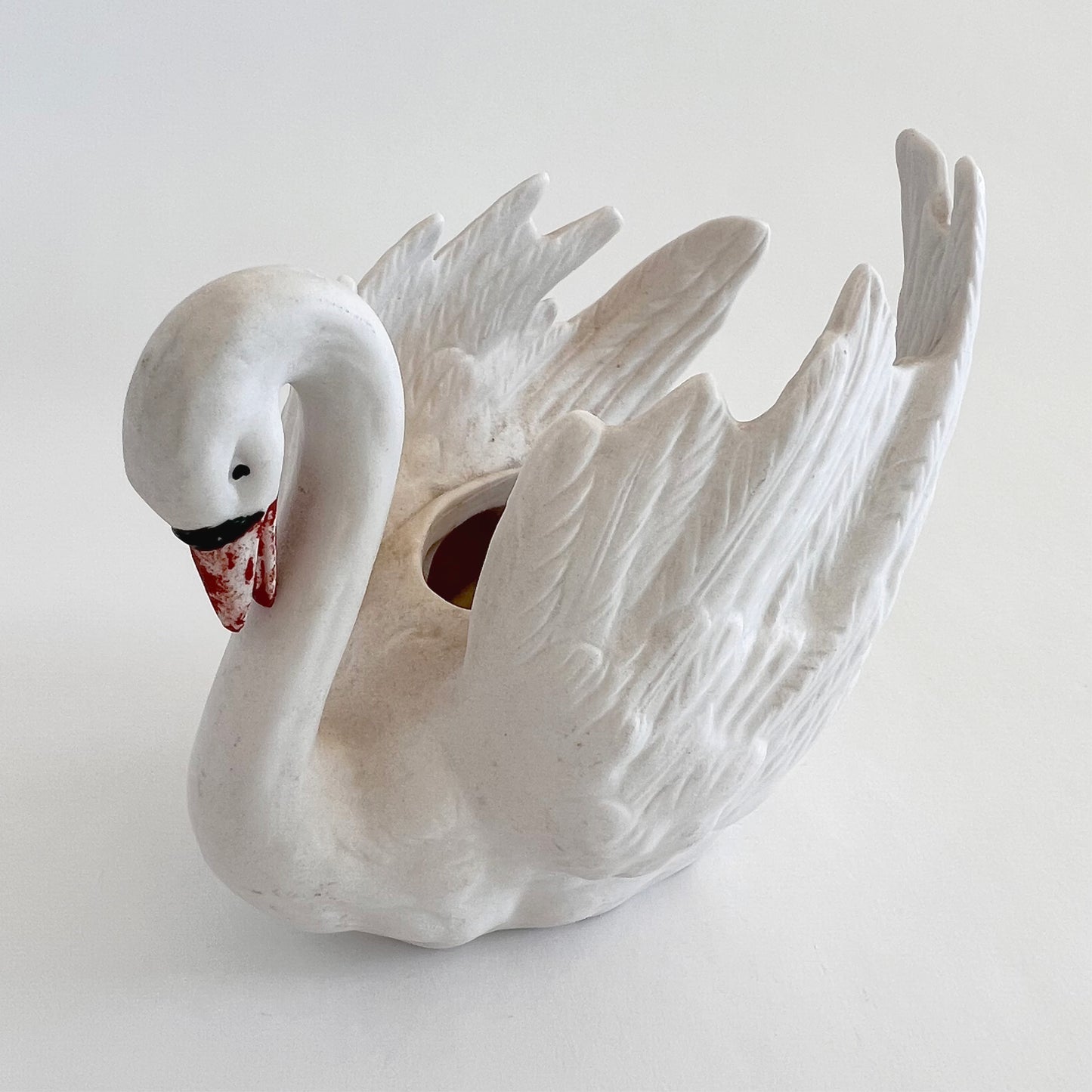 English Vintage Bisque China Swan Vase