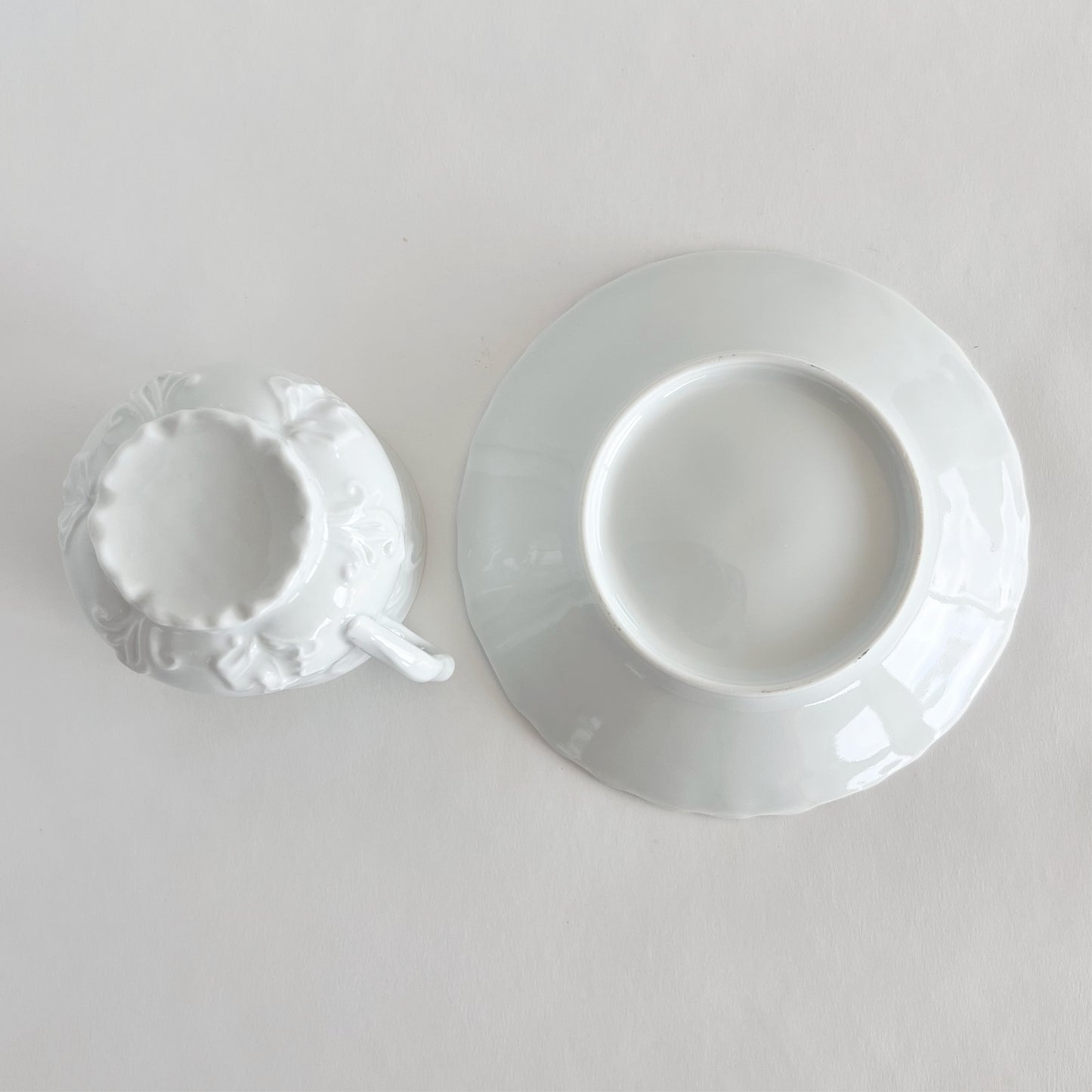 French antique white porcelain china - saucer