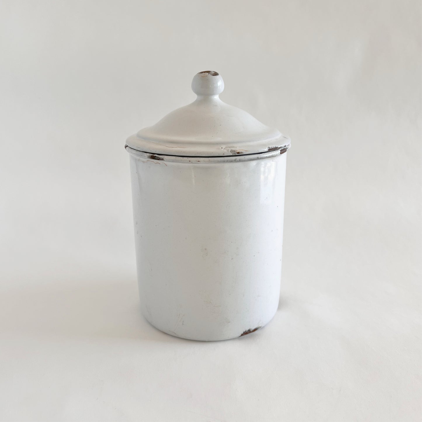 Vtg French Enamel Coffee Tin with Lid