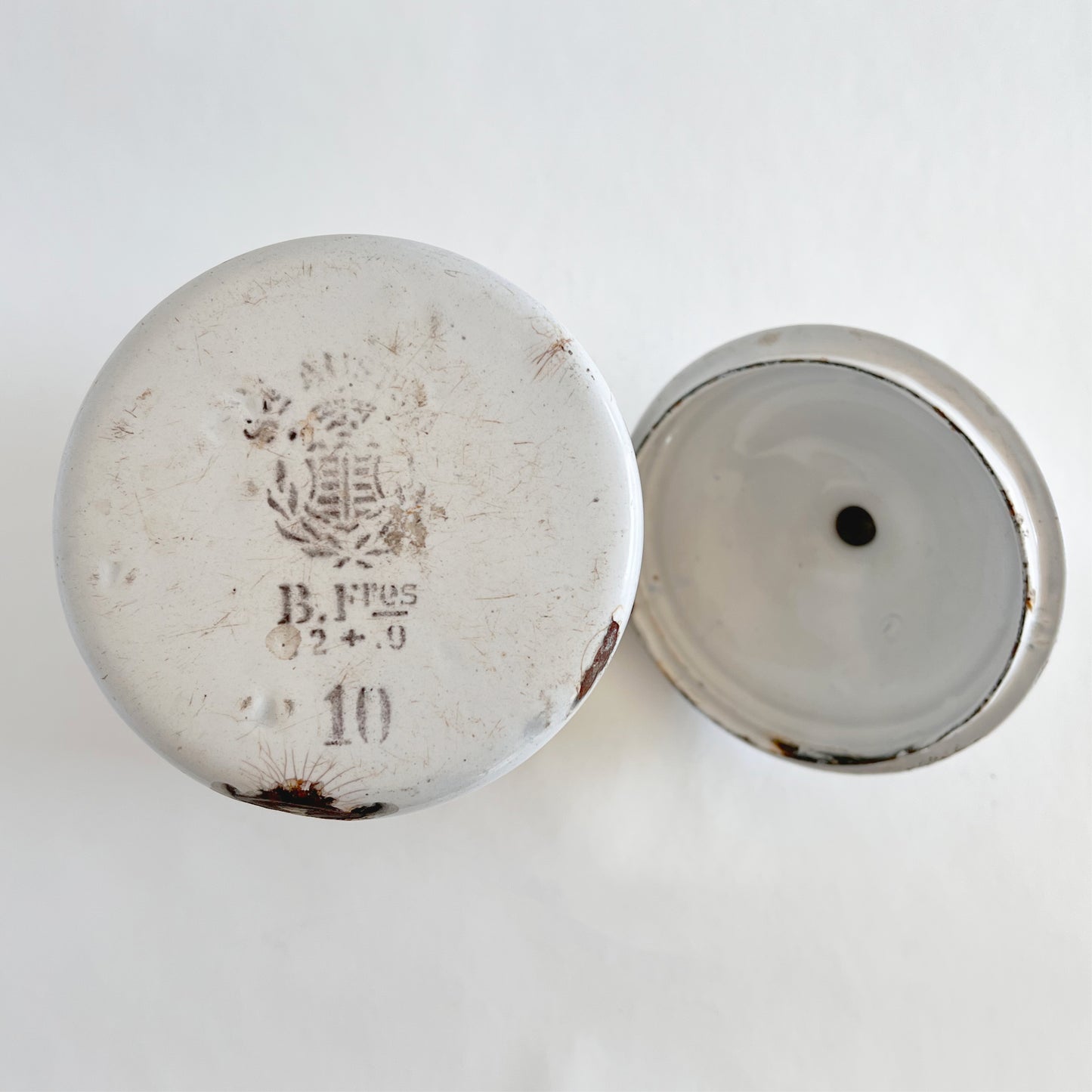 Vtg French Enamel Coffee Tin with Lid