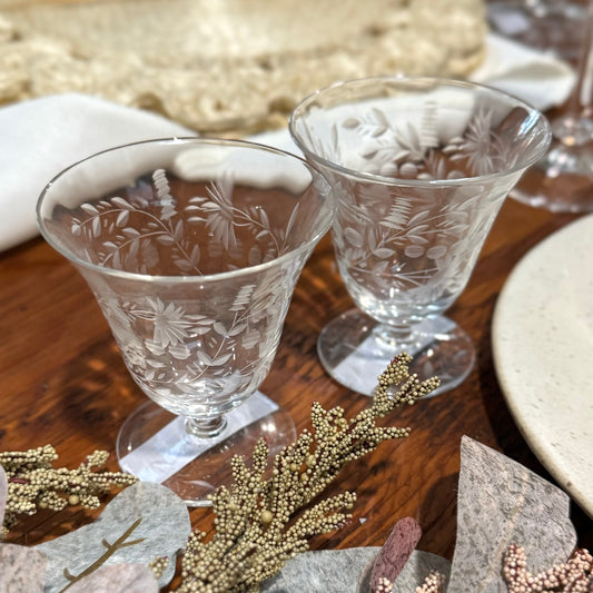 Vintage Pairpoint Carol Fruit Cocktail Glasses, Pair