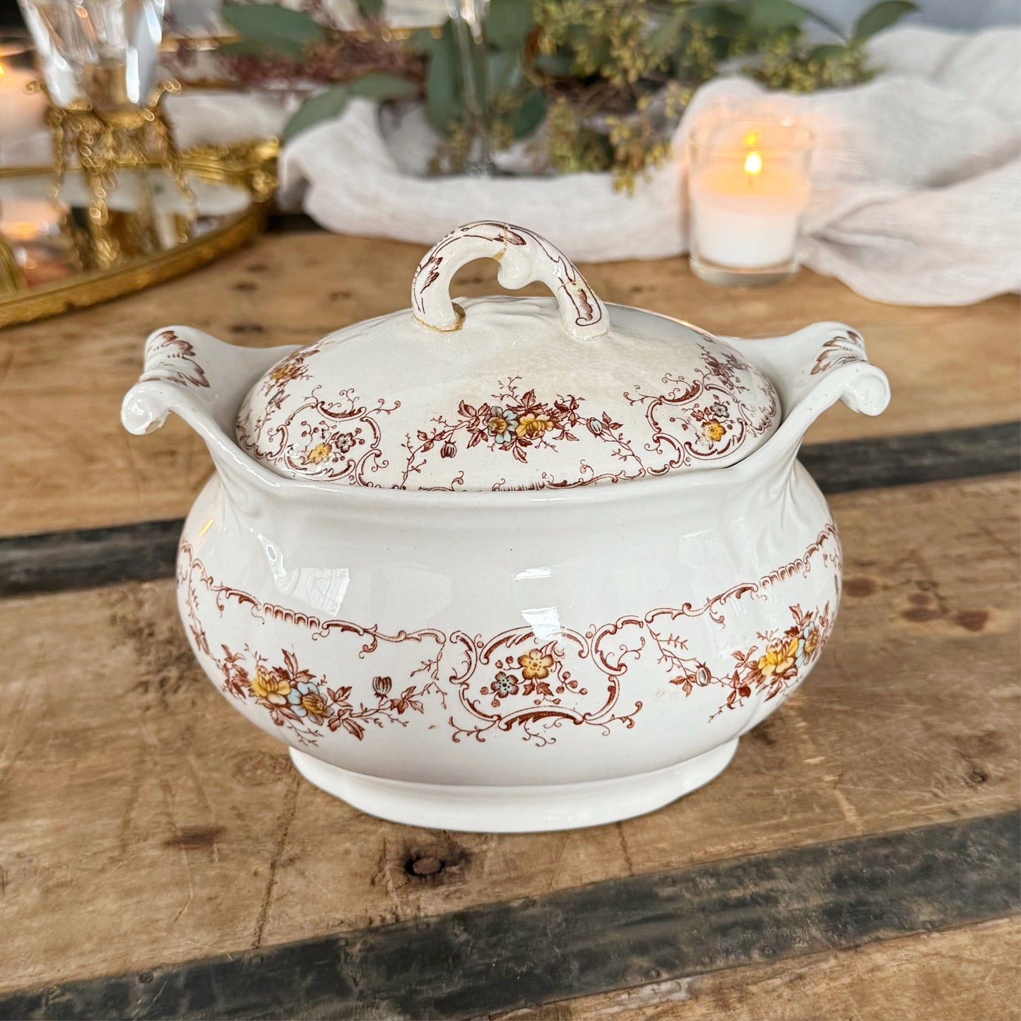 Antique English Boote Arlington Oval Vegetable Dish with Lid