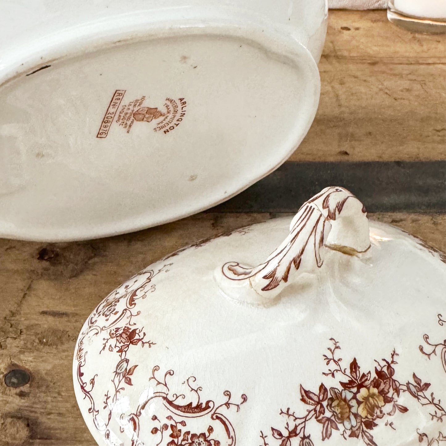 Antique English Boote Arlington Oval Vegetable Dish with Lid