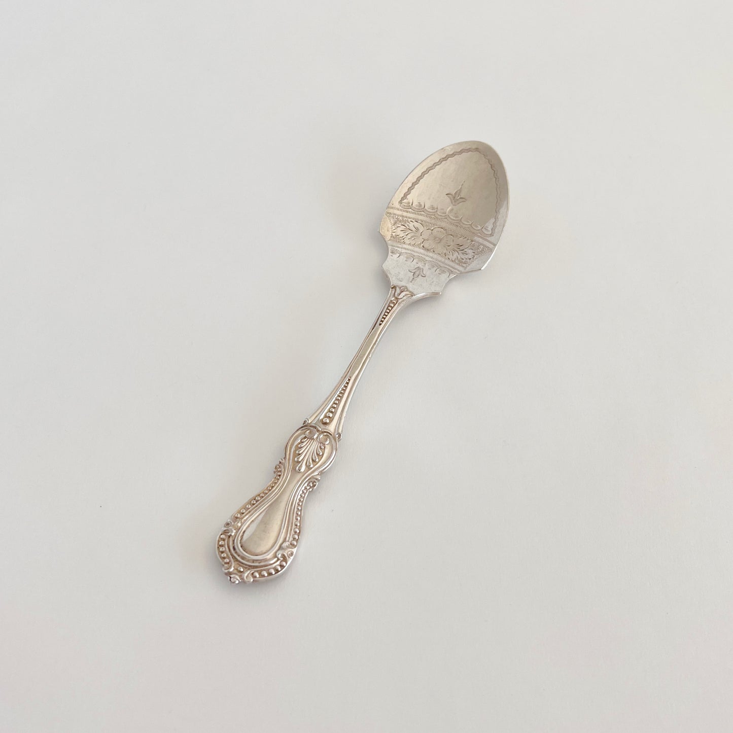 English antique silver-plated jam spoon