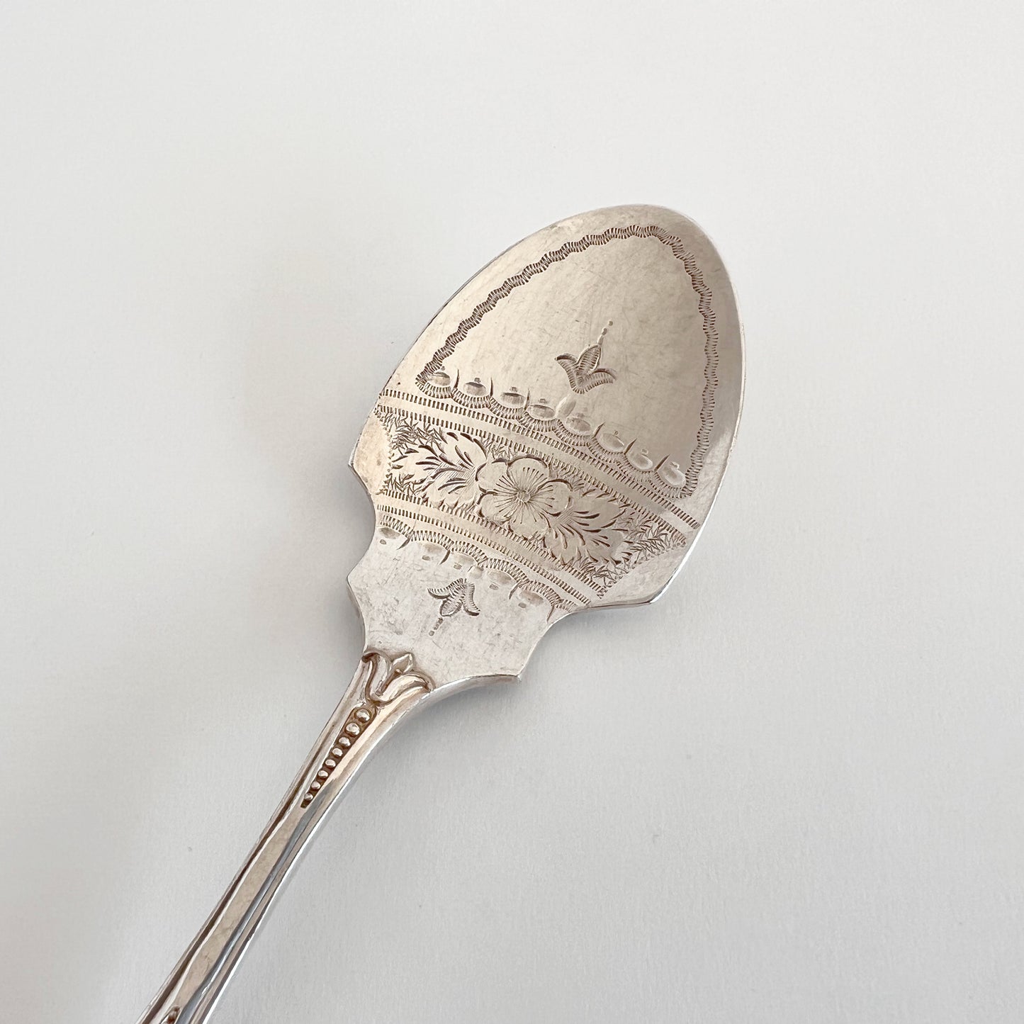 English antique silver-plated jam spoon