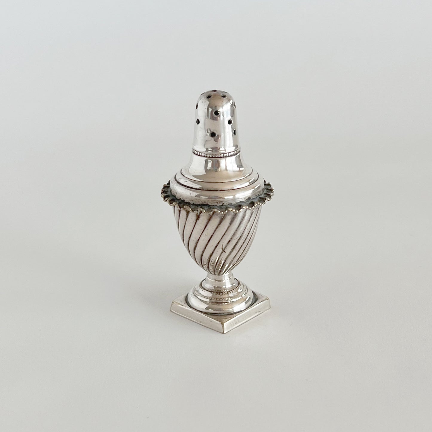 English antique silver-plated travel salt shaker