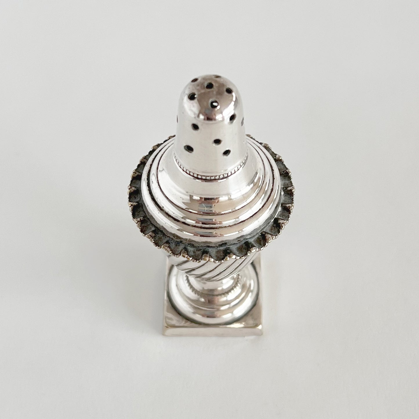 English antique silver-plated travel salt shaker