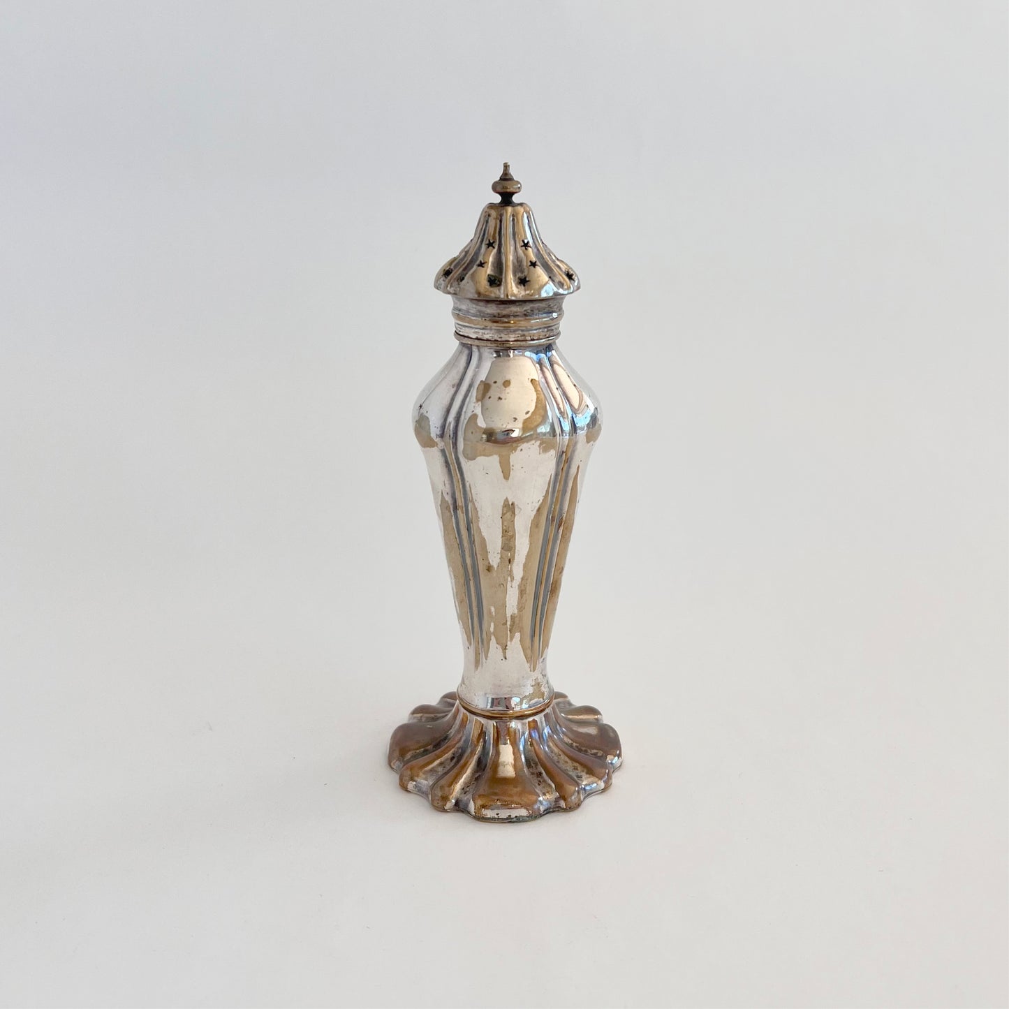 English antique silver-plated salt shaker