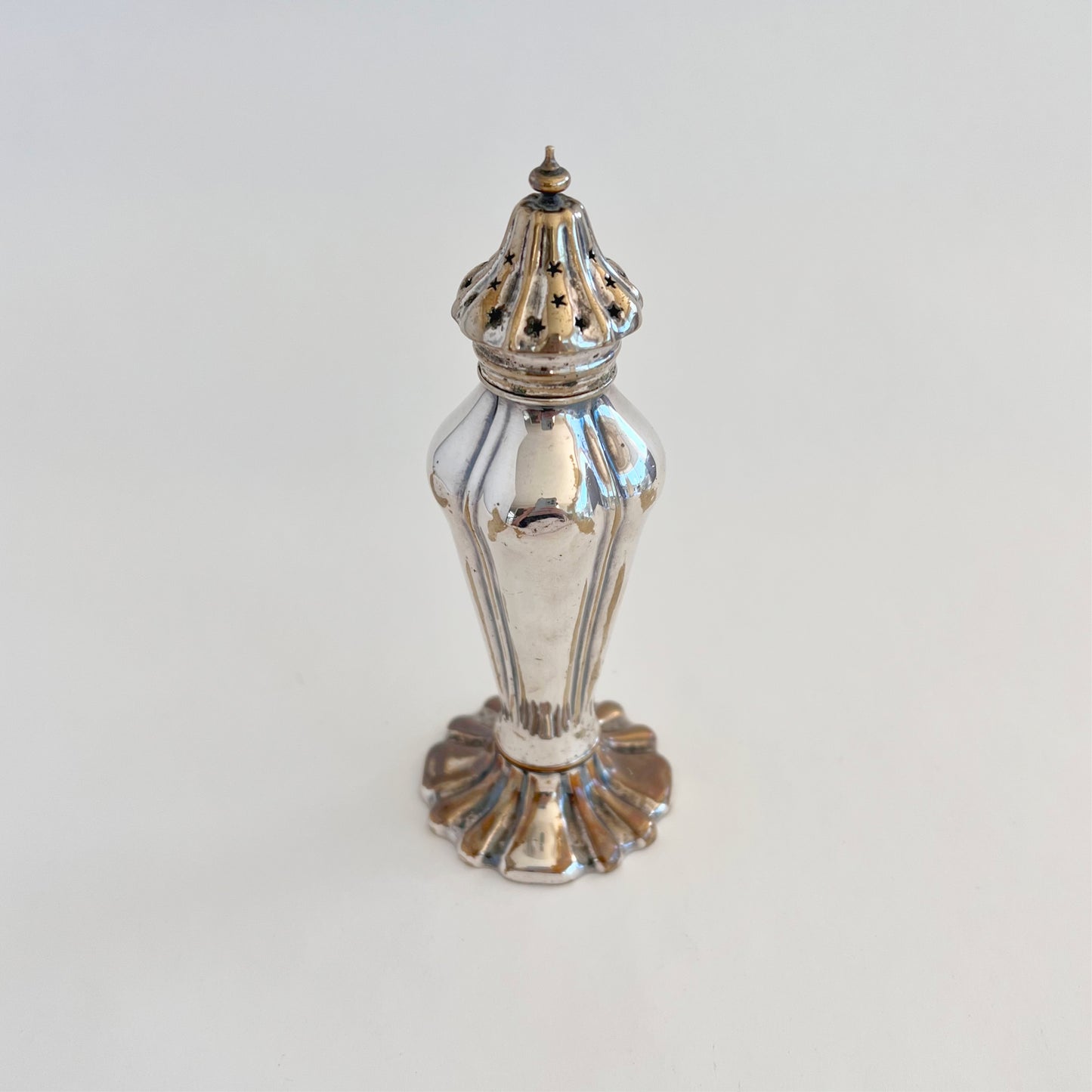 English antique silver-plated salt shaker