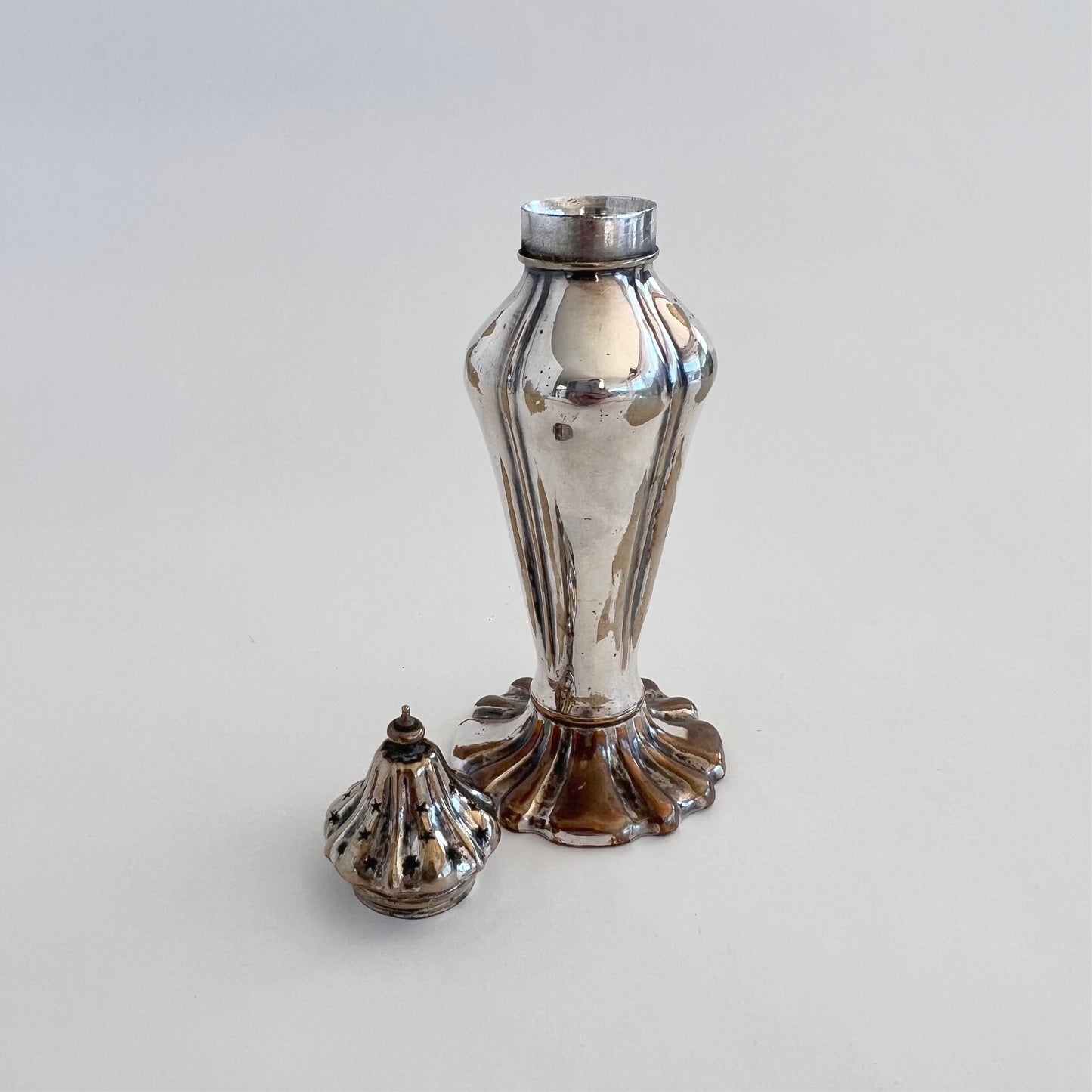 English antique silver-plated salt shaker