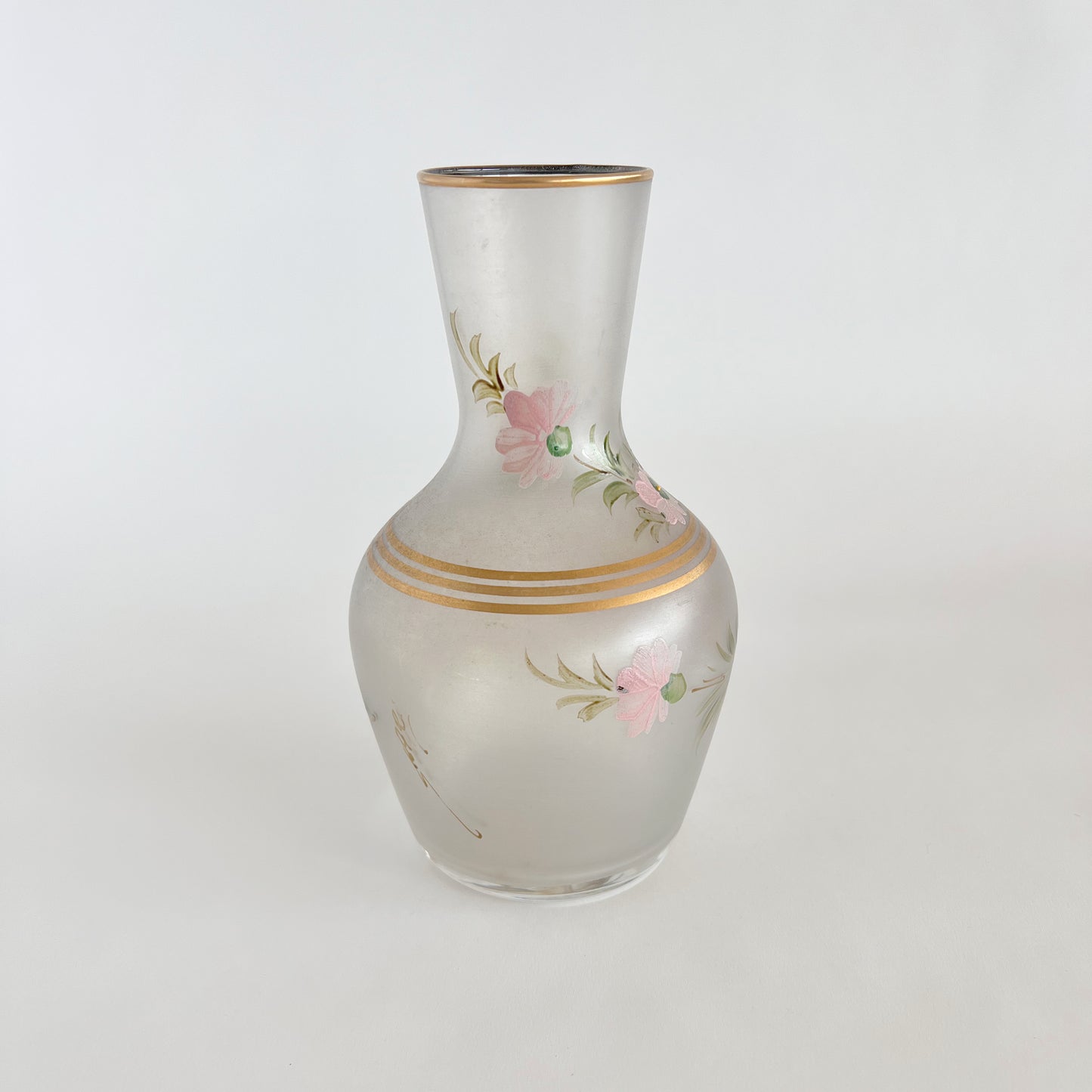 French antique painted glass water carafe
