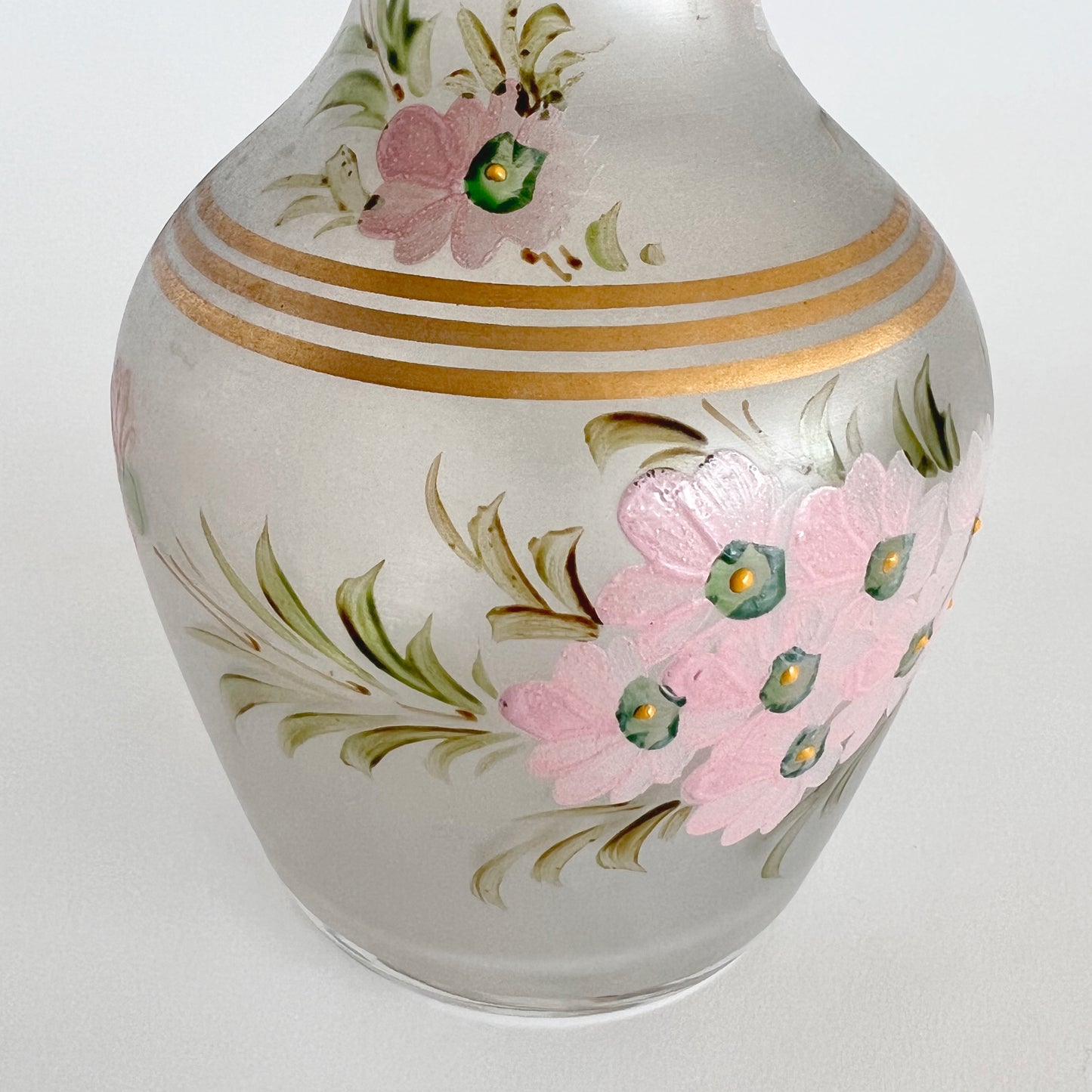 French antique painted glass water carafe
