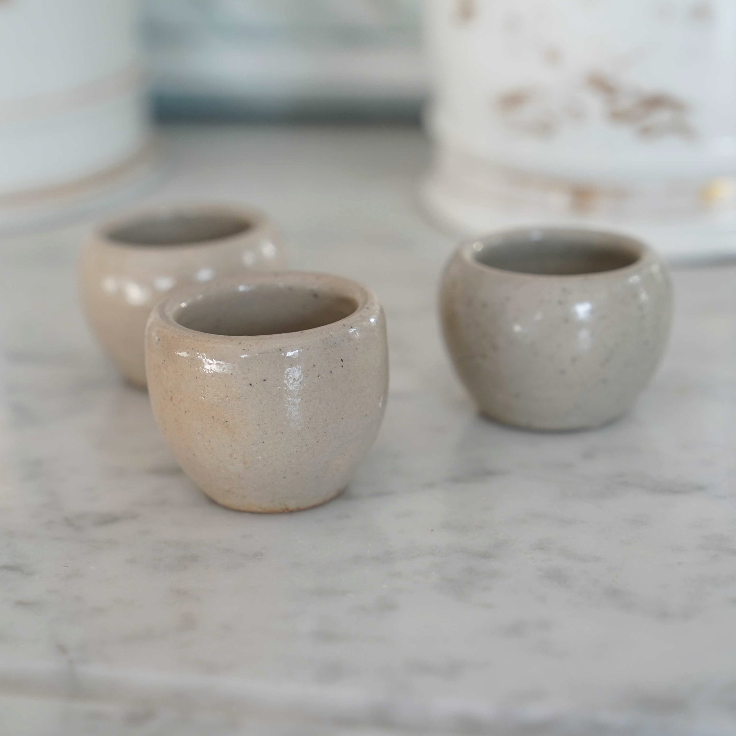 French antique escargot pots, set of 3