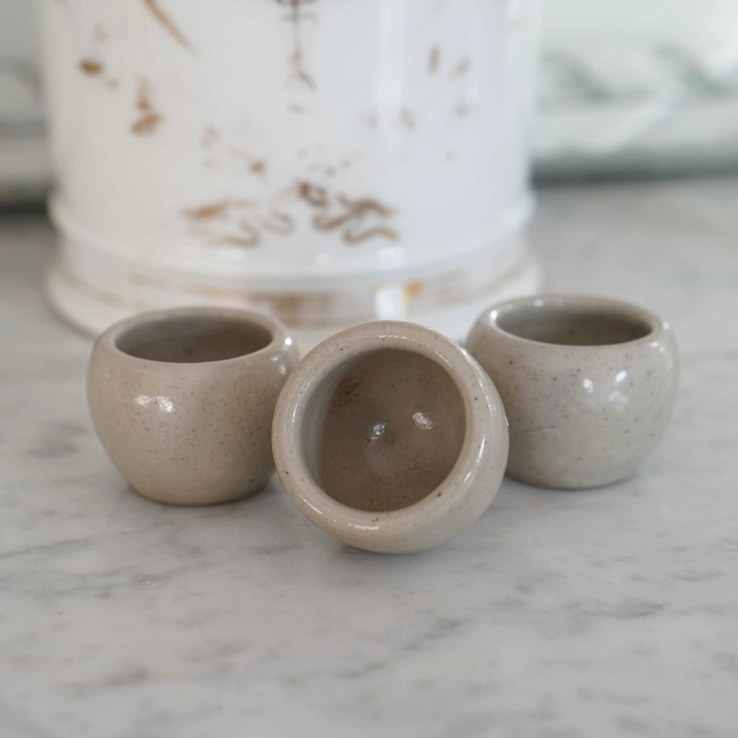 French antique escargot pots, set of 3