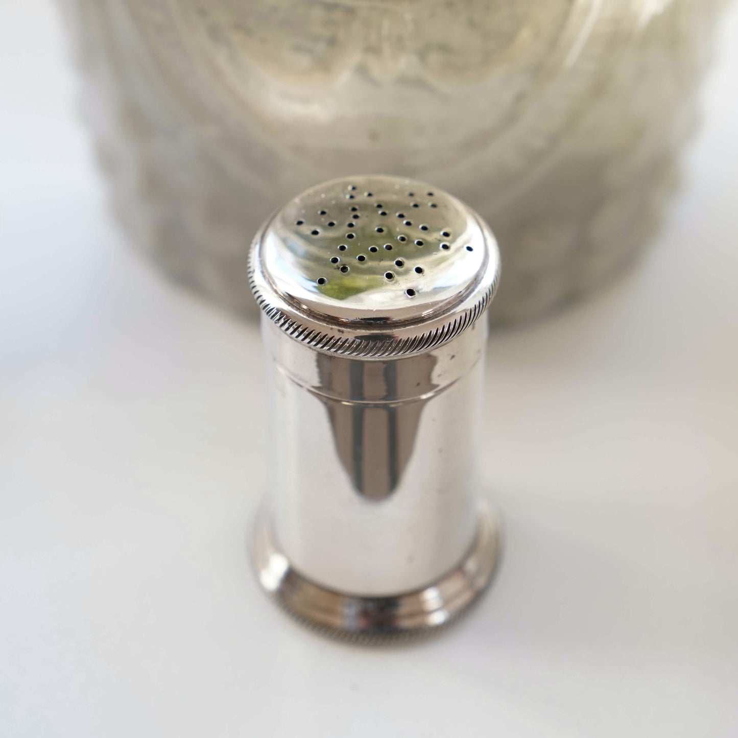 English antique silver-plated pepper pot