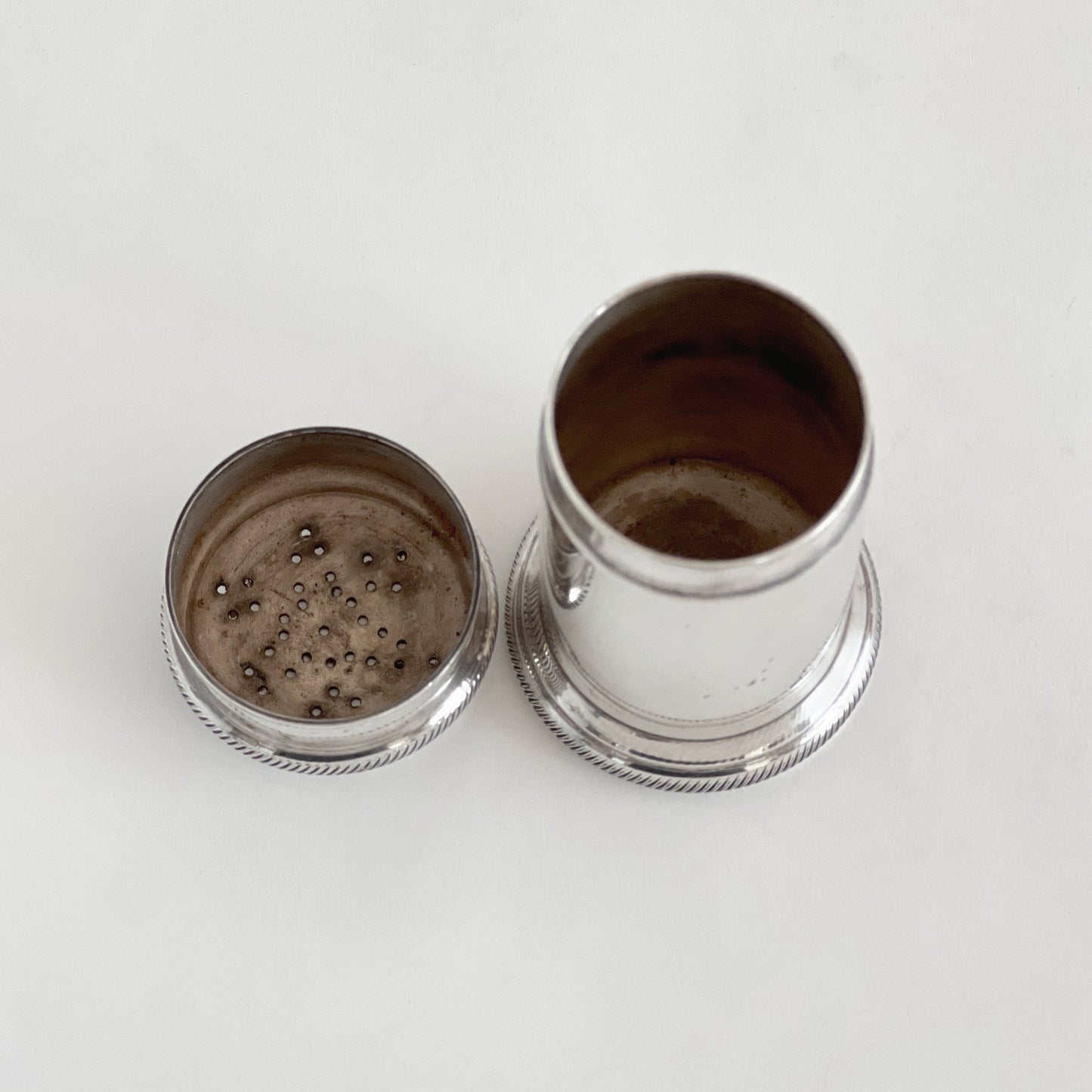 English antique silver-plated pepper pot