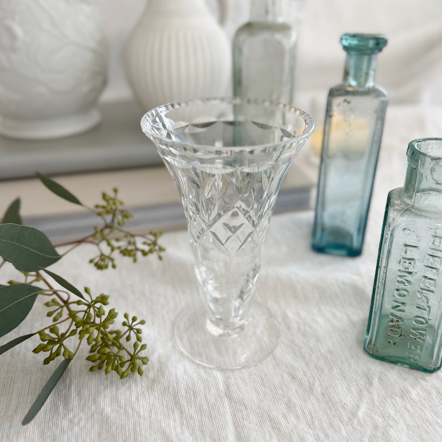 English vintage crystal vase
