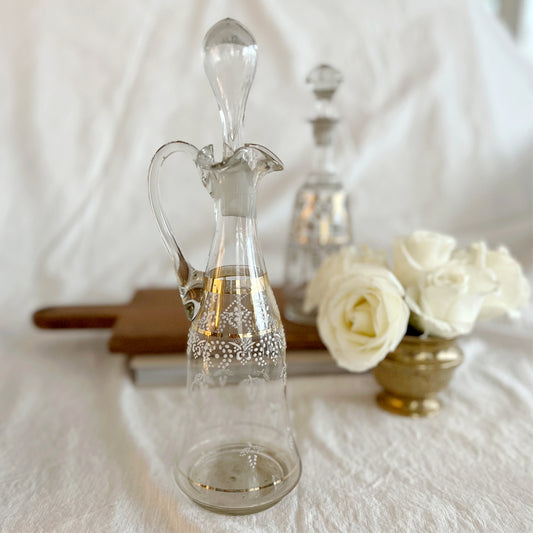 Vintage Bohemian Decanter with Handle and Stopper