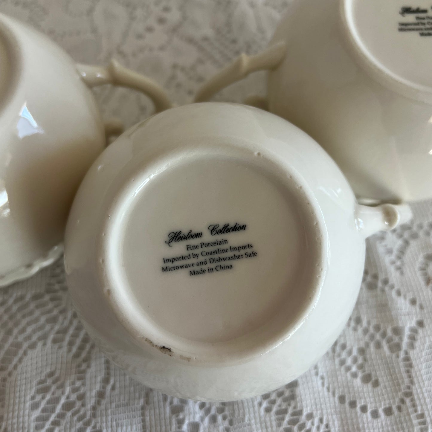 Coastline Imports Heirloom Collection Creamer and Sugar Bowls with Lids, Set of 3