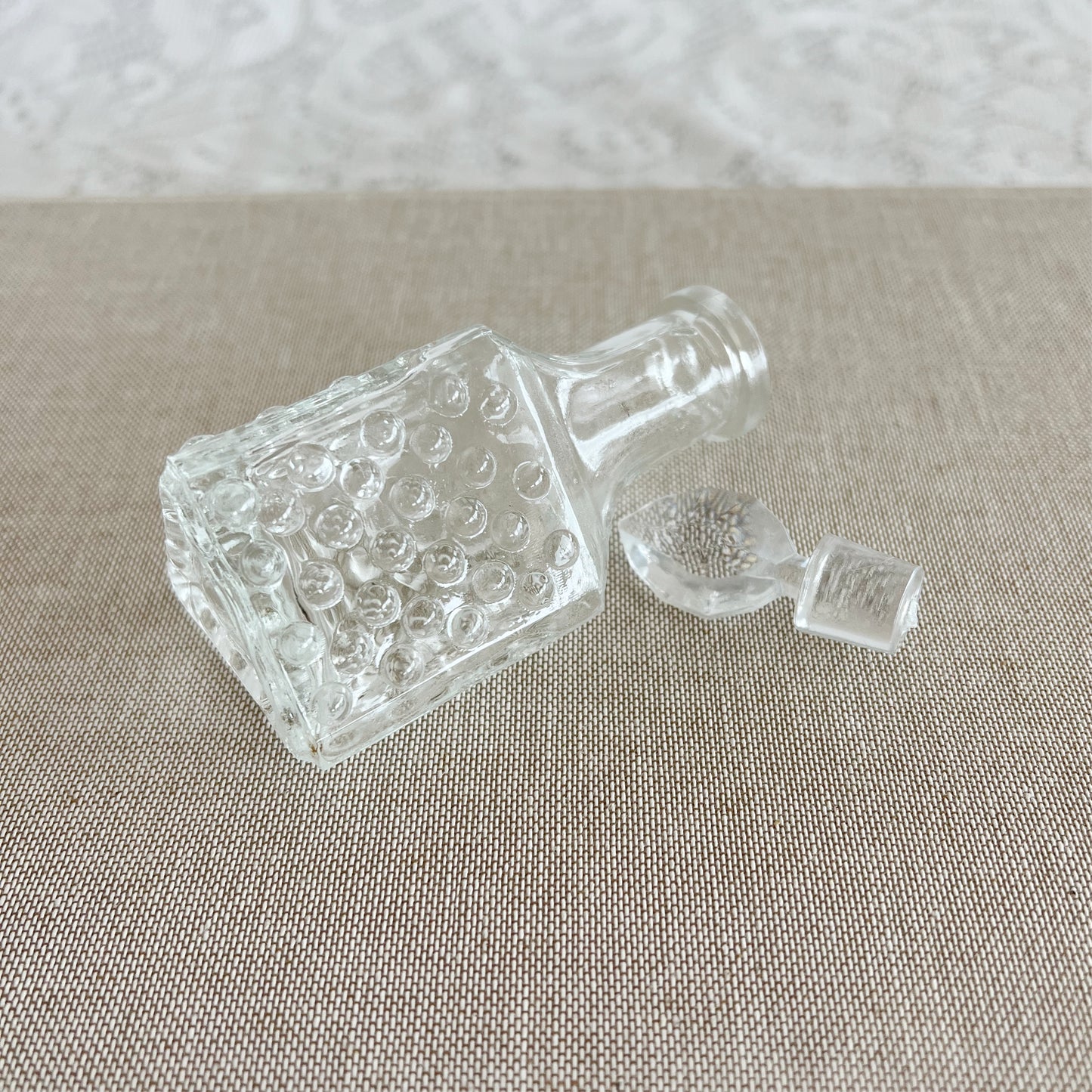 Vintage Glass Bubble Embossed Perfume Bottle with Stopper
