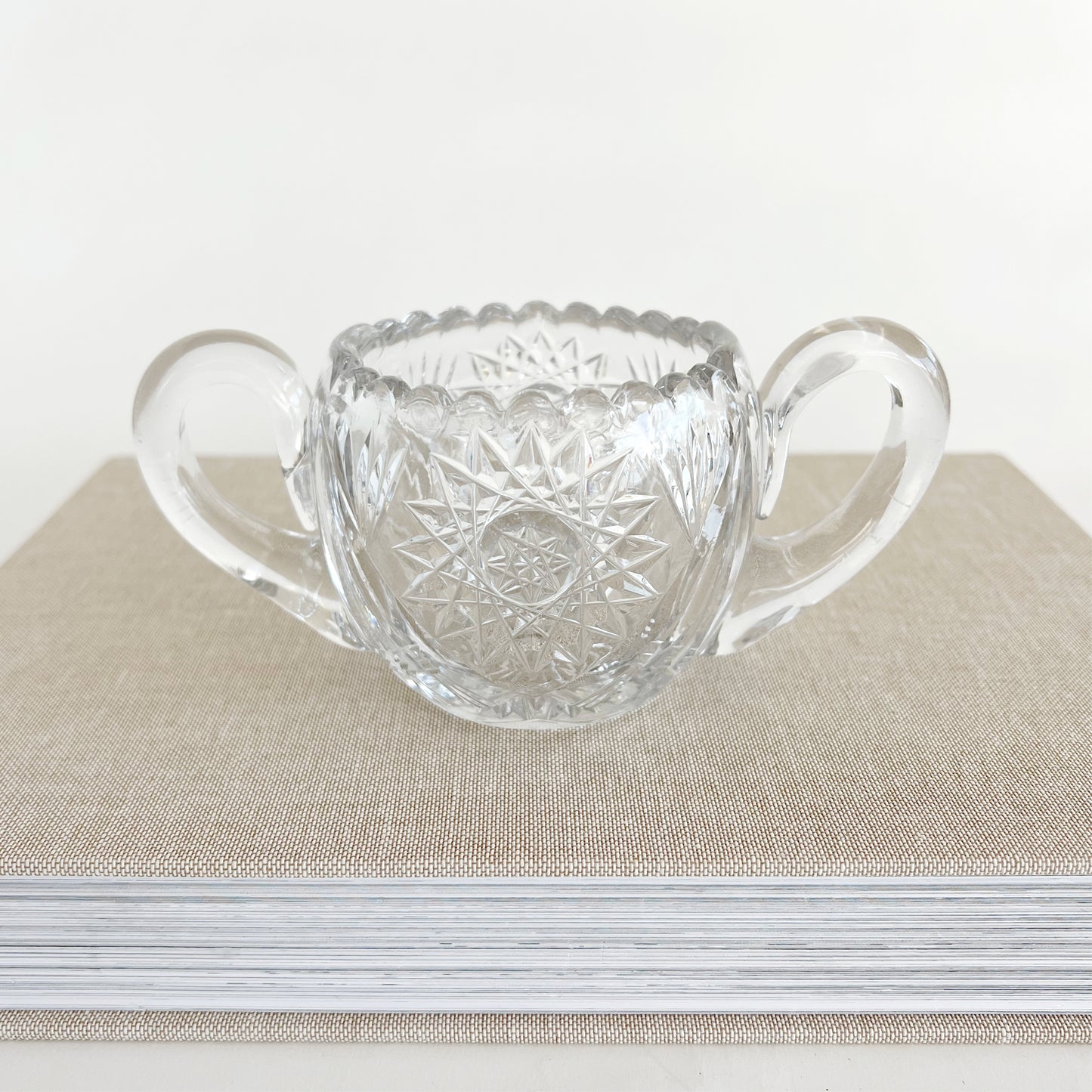 Antique American Brilliant Cut Glass Pinwheel Sugar Bowl