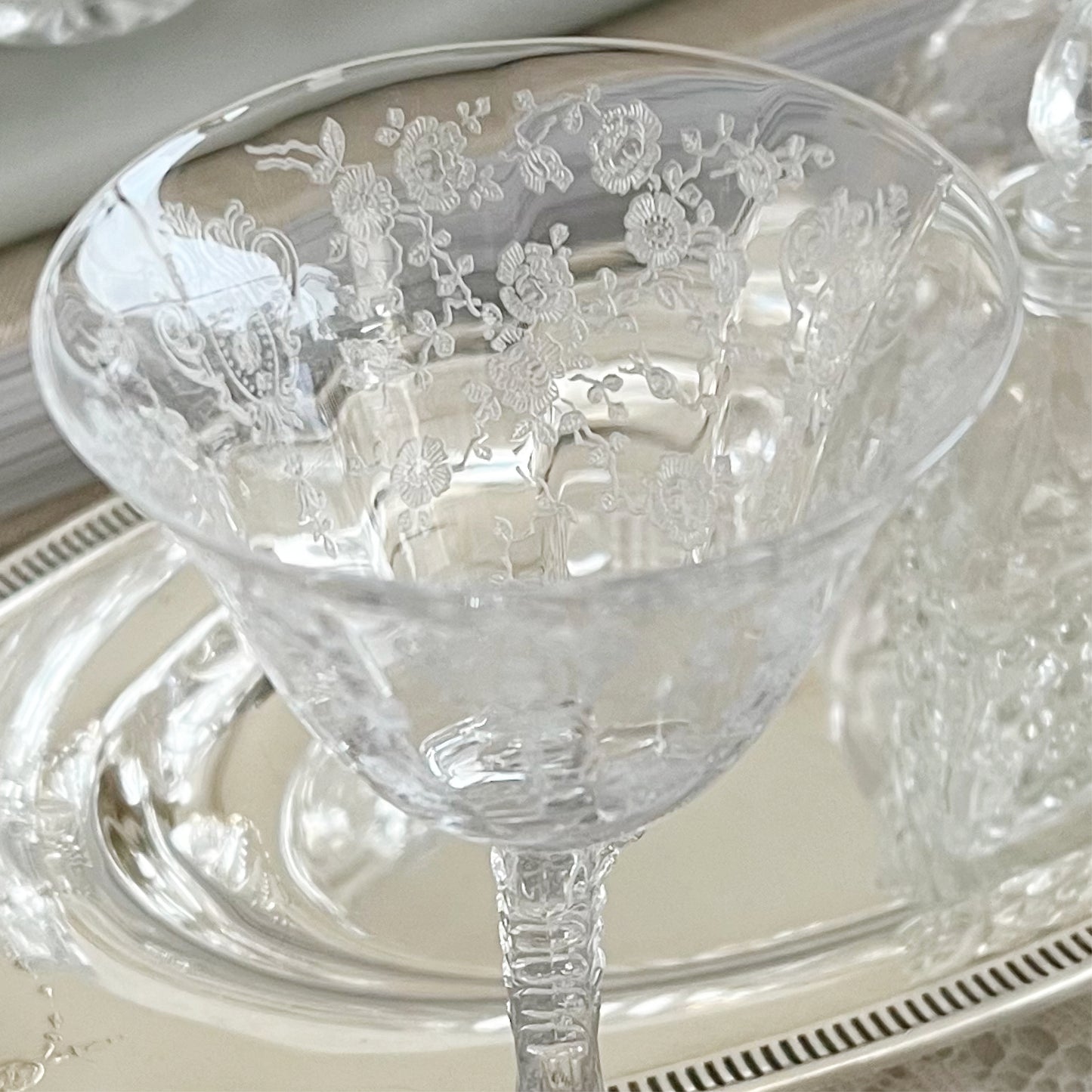 Vintage Cambridge Rose Point Clear Cocktail Glass