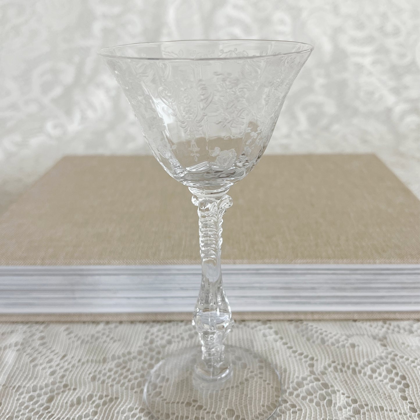 Vintage Cambridge Rose Point Clear Cocktail Glass