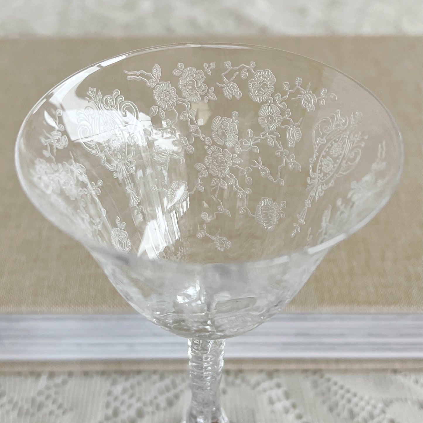 Vintage Cambridge Rose Point Clear Cocktail Glass