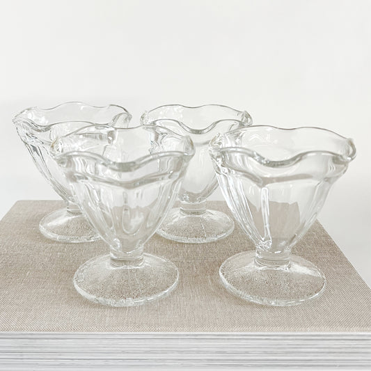 Vintage Clear Glass Sherbet Dessert Bowls, set of 4