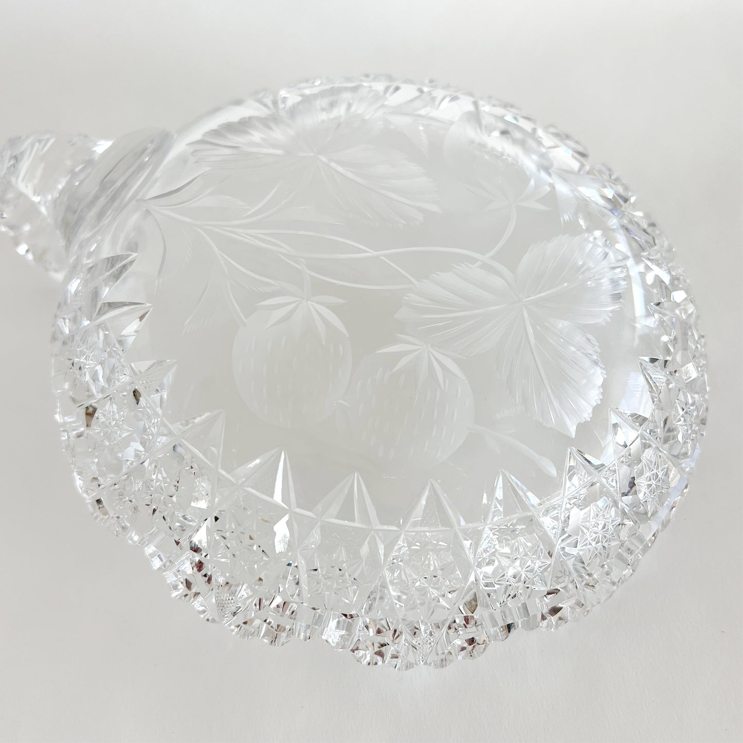 Vintage Crystal Dish with Debossed Strawberry Design