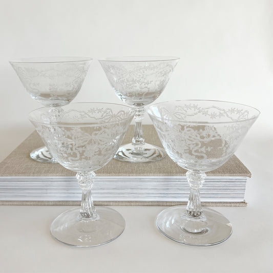 Vintage Fostoria Romance Low Sherbet Glass, set of 4