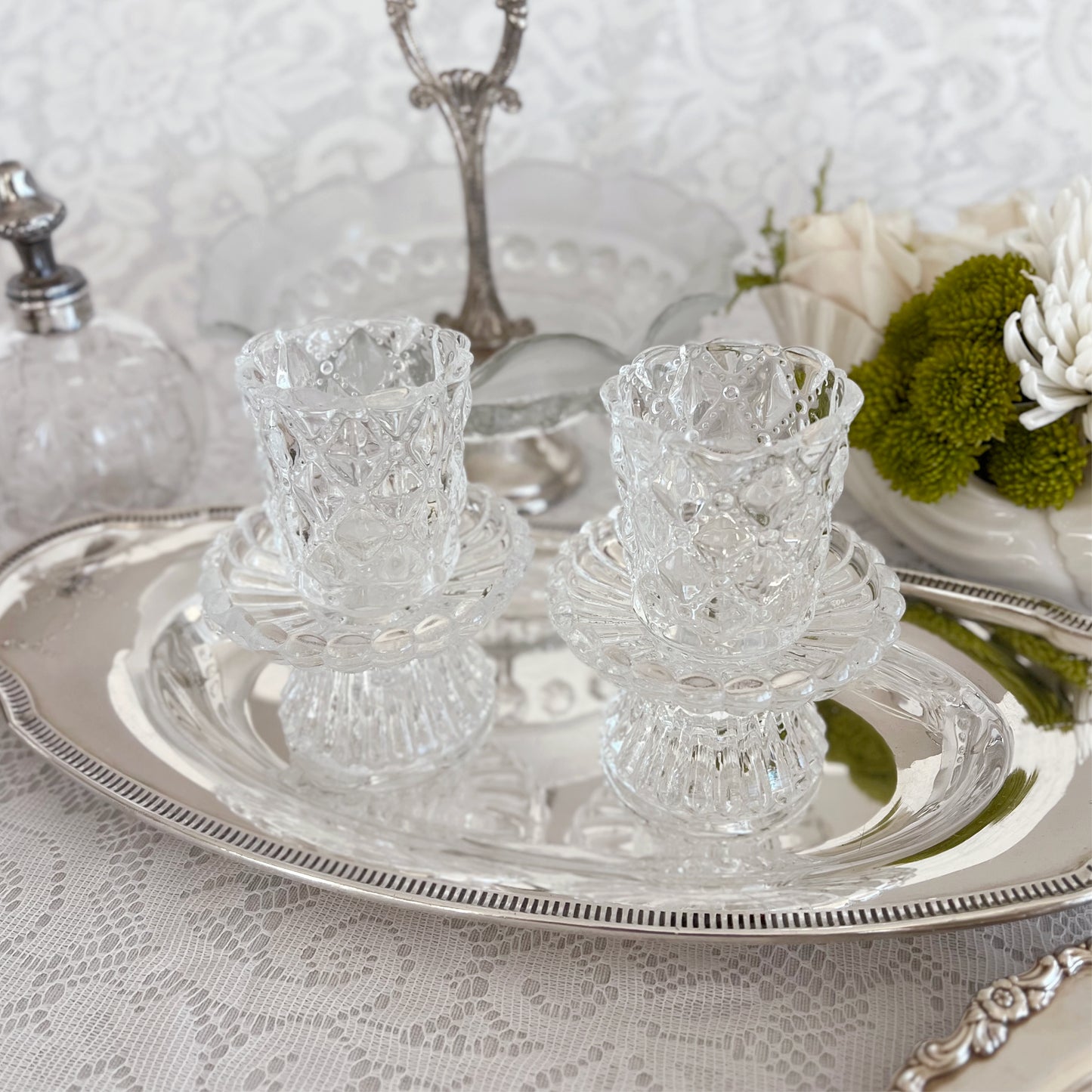 Vintage Partylite Crystal Candle Holders, Pair