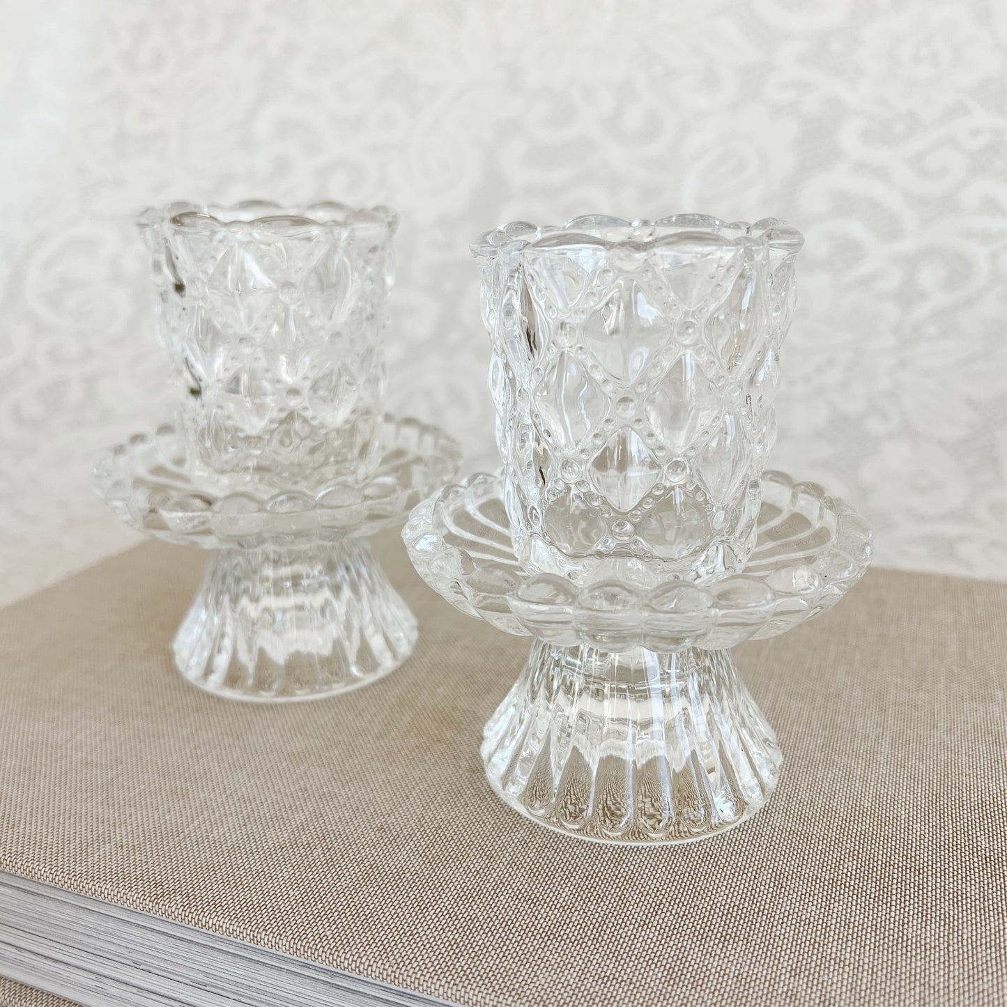 Vintage Partylite Crystal Candle Holders, Pair
