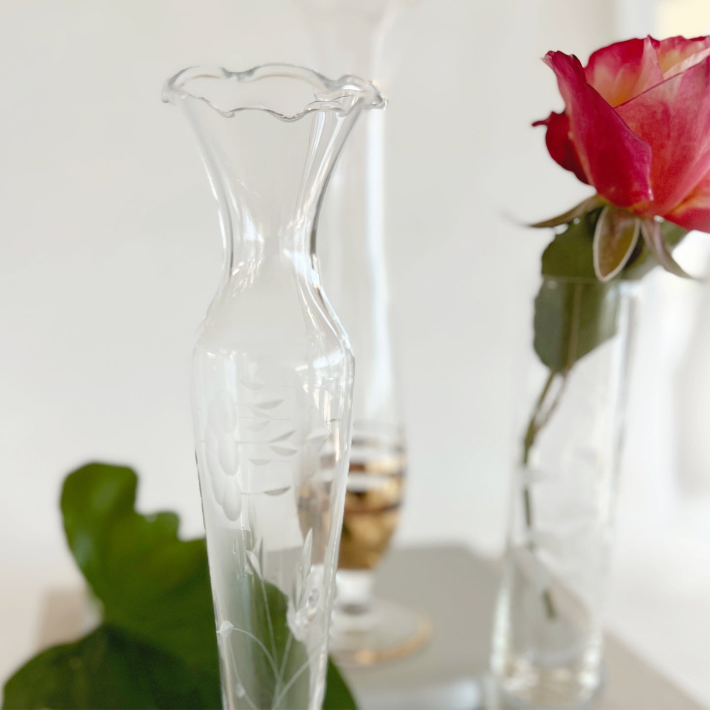 Vintage Princess House Heritage Bud Vase Etched/Fluted Rim
