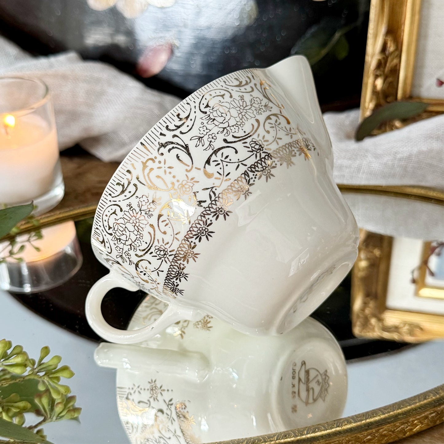 Vintage Salem Duchess Rose Creamer 23k Gold