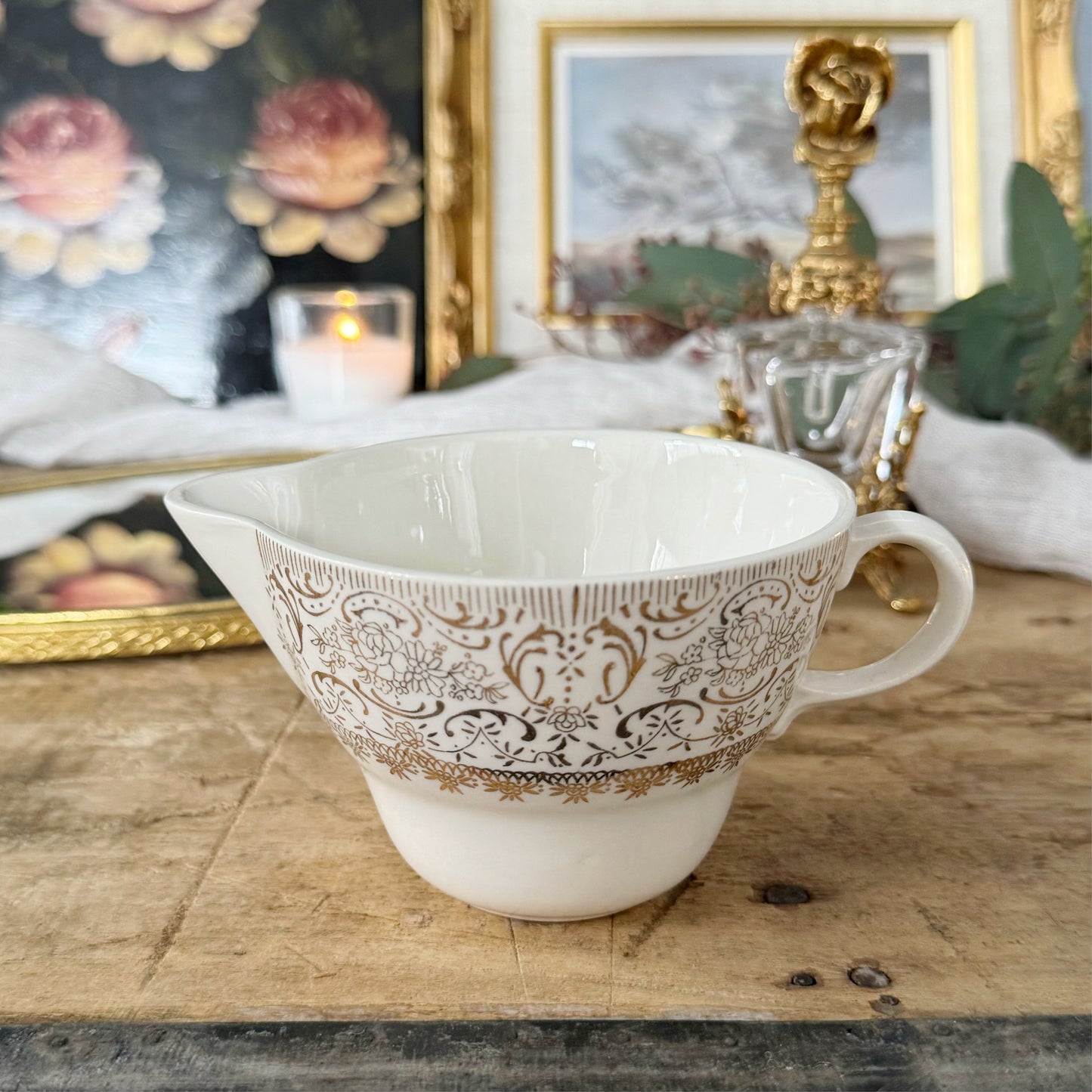 Vintage Salem Duchess Rose Creamer 23k Gold