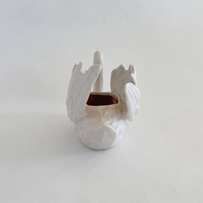 English vintage bisque china swan vase
