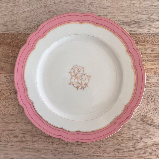 French antique monogrammed china side plate