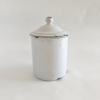 French enamel coffee tin with lid