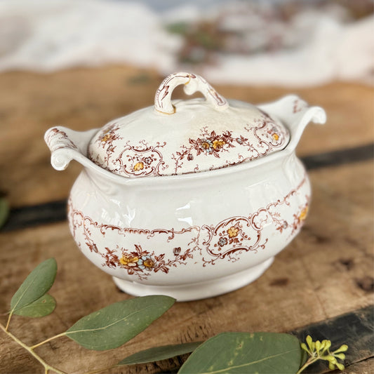 Antique English Boote Arlington Oval Vegetable Dish with Lid