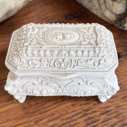 Vintage Incolay Stone Hinged Jewelry Box