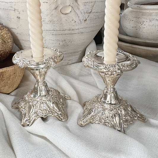 Vintage Lunt Silverplate Hollowware Eloquence Candleholder PAIR