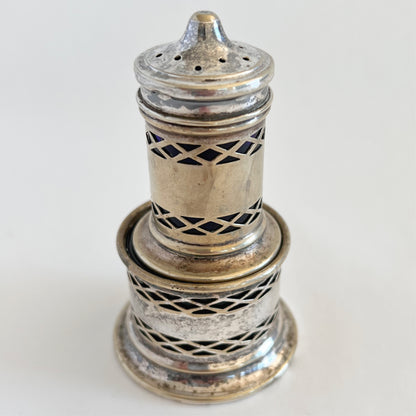 English antique silver-plated salt and pepper set